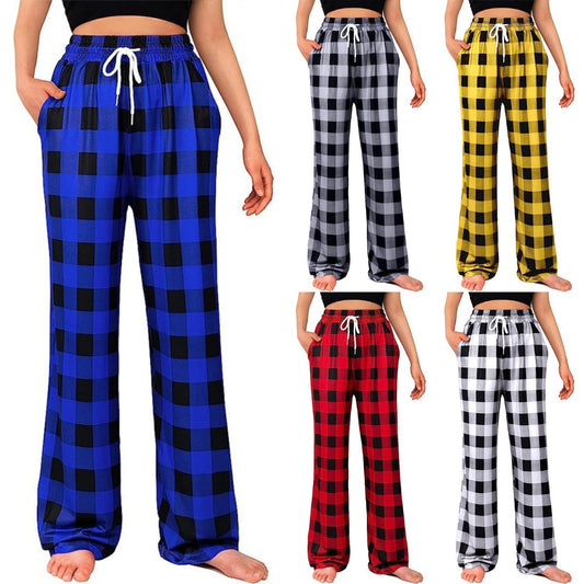 Women's Relaxed Fit Plaid Lounge Pants Stalluxe