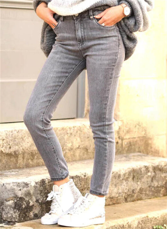 Damen figurbetonte Jeans im Vintage-Look mit hohem Bund und knöchellanger Passform Stalluxe