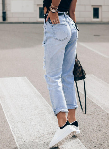 Damen Ripped Boyfriend Jeans im lässigen Vintage-Stil mit hohem Bund Stalluxe