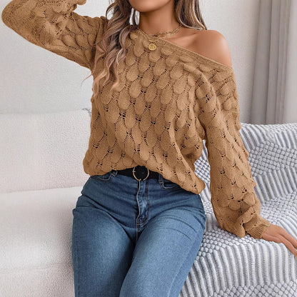 Damen Übergroßer Strickpullover mit Schleifenmuster Stalluxe