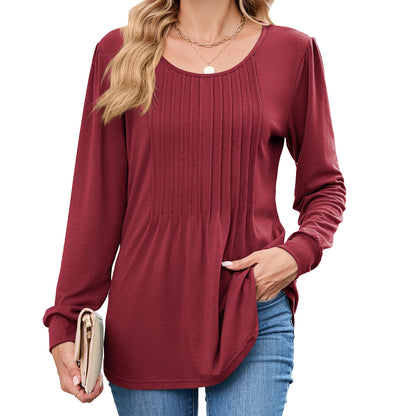 Damen Langarmshirt mit dekorativen Falten Stalluxe