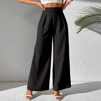 Damen Elegante High-Waist Palazzo-Hose mit Faltenfront und weitem Bein Stalluxe