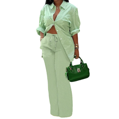 Damen lässiges Oversize-Hemd mit weitem Hosenanzug Stalluxe