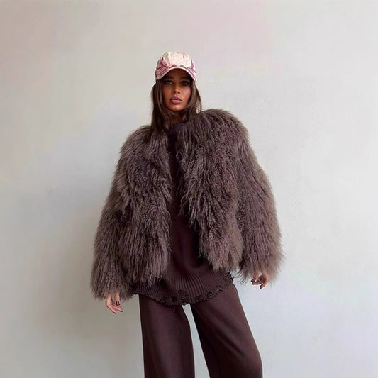 Damen Fleece-Überzieher im trendigen Bouclé-Stil Stalluxe