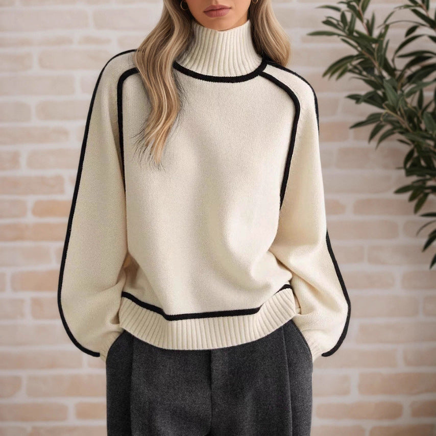 Damen Pullover mit hohem Kragen und modernen Strukturdetails Stalluxe
