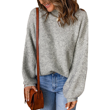 Damen Übergroßer Pullover mit strukturiertem Muster und hochgeschlossenen Ausschnitt Stalluxe
