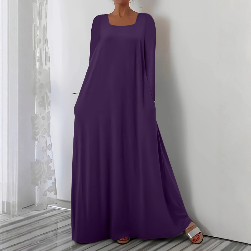 Damen Weit geschnittenes Maxikleid mit praktischen Taschen Stalluxe