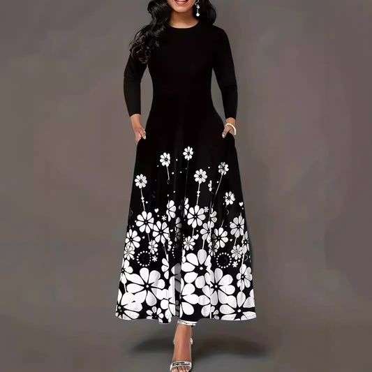 Damen Maxikleid mit floralem Design und praktischen Seitentaschen Stalluxe