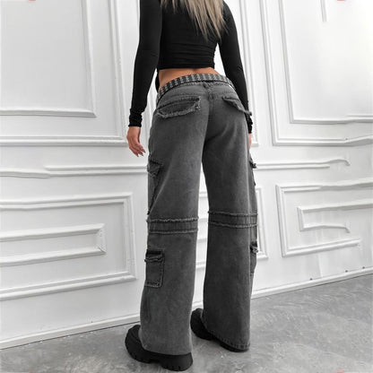 Damen Cargo-Jeans im lässigen Vintage-Style mit auffälligen Applikationen Stalluxe