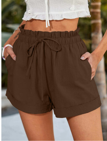Damen lässige Sommer-Shorts mit elastischem Bund und Taschen Stalluxe