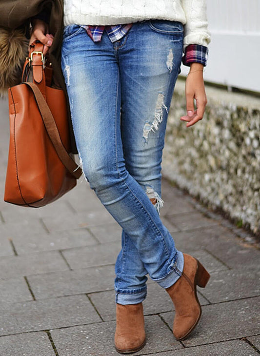 Damen Destroyed Jeans im lässigen urbanen Stil mit modischen Rissen und figurbetonendem Schnitt Stalluxe