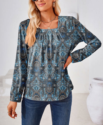 Women's Elegant Floral Print Blouse Stalluxe