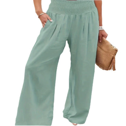 Damen weite Sommerhose mit elastischem Taillenbund und bequemen Taschen Stalluxe