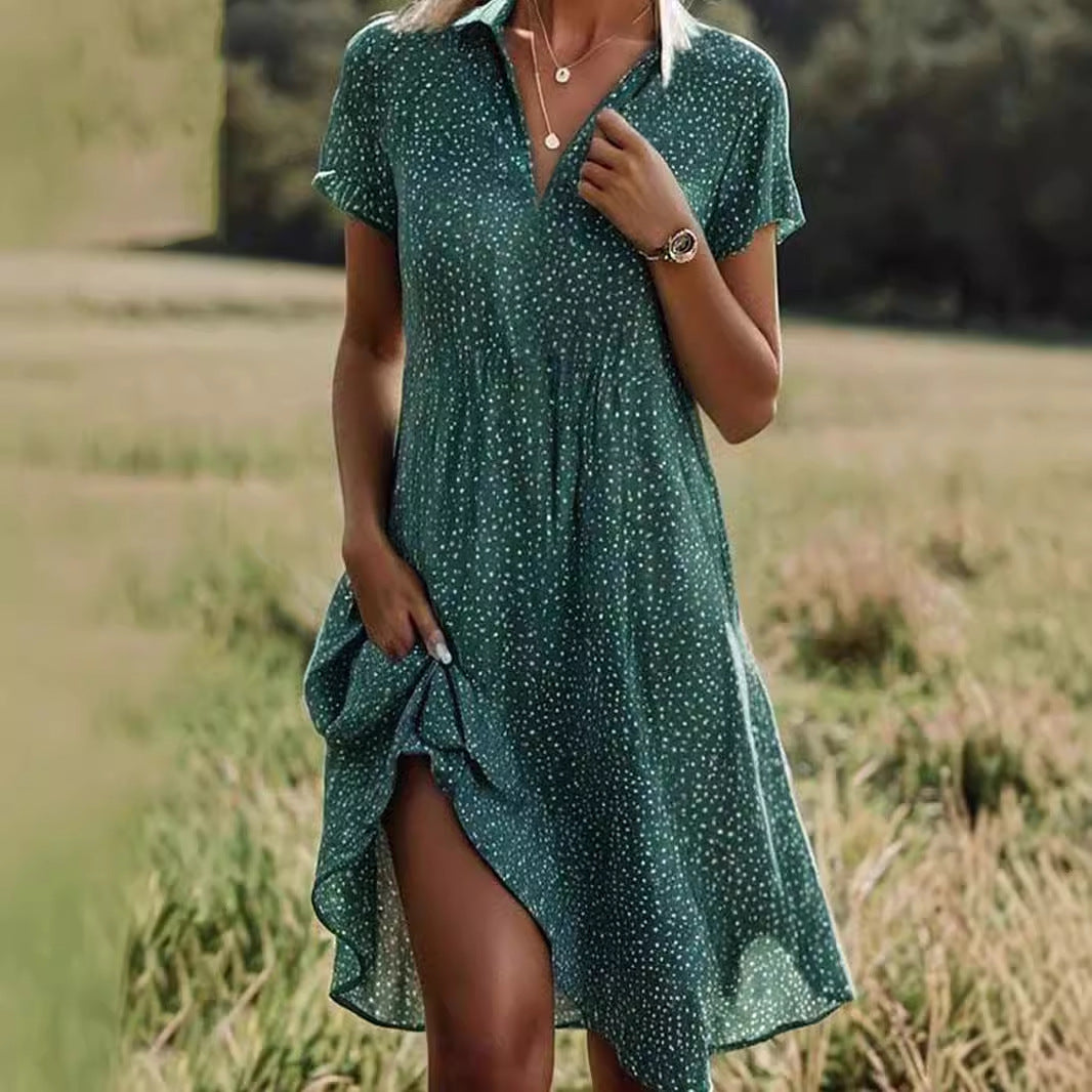 Damen Freizeitkleid mit Knopfverschluss und asymmetrischem Saum Stalluxe