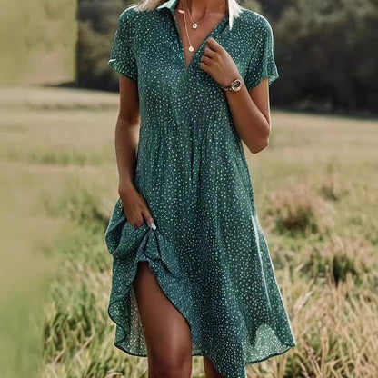 Damen Freizeitkleid mit Knopfverschluss und asymmetrischem Saum Stalluxe