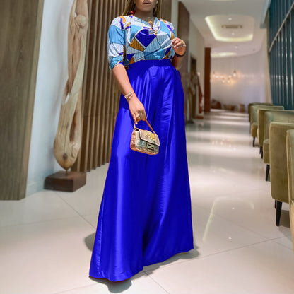 Damen Eleganter Jumpsuit mit auffälligem geometrischem Muster und weitem Bein Stalluxe