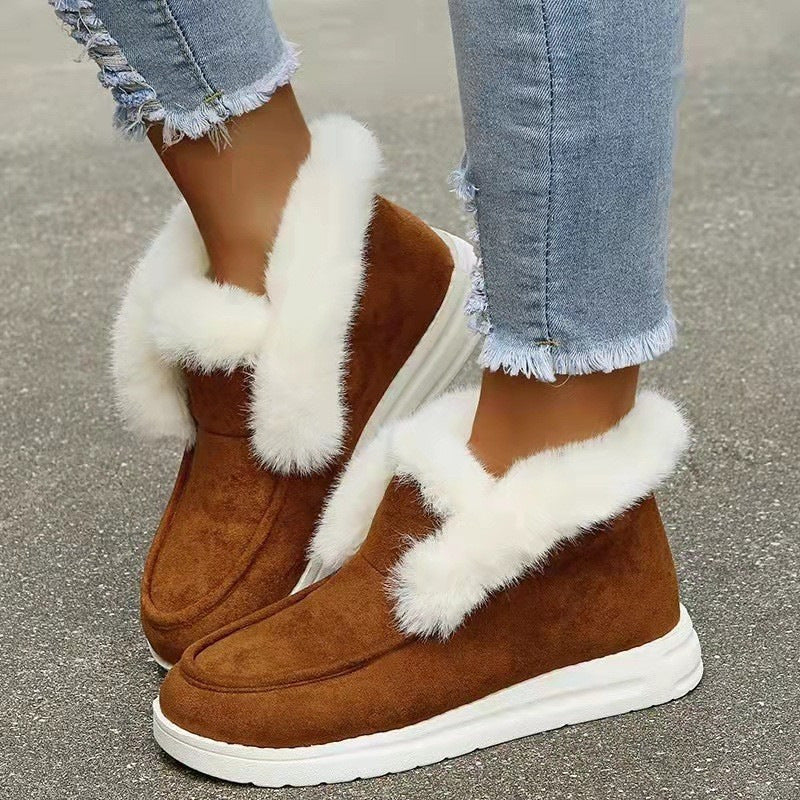 Damen Warmfutter Slip-On Sneakers mit eleganter Fellapplikation Stalluxe