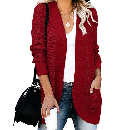 Damen Strickjacke mit modernem Strickmuster und praktischen Taschen Stalluxe