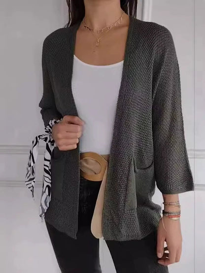 Damen luftiger Strick-Cardigan mit Taschen und weitem Schnitt Stalluxe