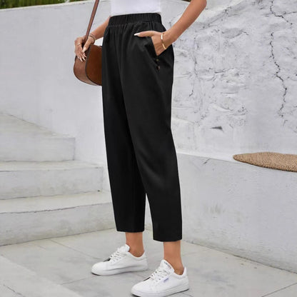 Damen elegante Freizeithose mit elastischem Bund und praktischen Taschen Stalluxe