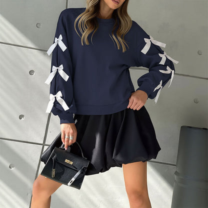 Damen Sweatshirt mit Rüschendetails und Schleifen Stalluxe