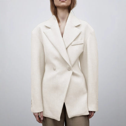 Damen Modischer Oversized Blazer mit doppelter Knopfleiste und strukturiertem Stoff Stalluxe