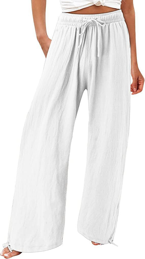 Damen Weite Sommerhose aus leichtem Material mit verstellbarem Bund Stalluxe