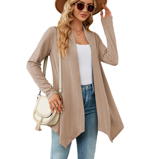 Damen Strickjacke mit strukturiertem Waffelmuster und offener Front Stalluxe