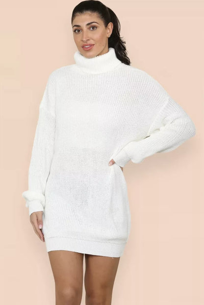 Damen Strickkleid mit hohem Kragen und relaxed Schnitt Stalluxe
