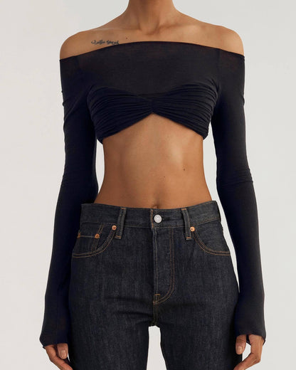 Damen Off-Shoulder Oberteil mit gerafftem Design Stalluxe