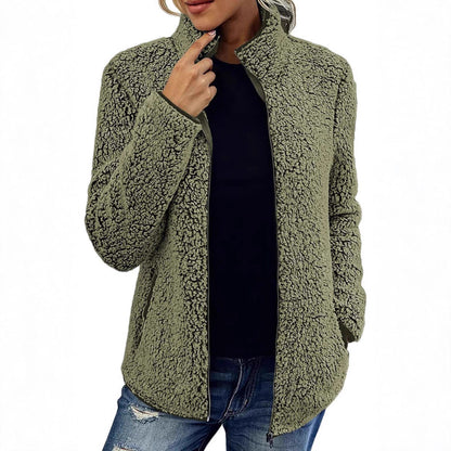 Damen Kuschelige Fleecejacke mit Stehkragen und Seitentaschen Stalluxe