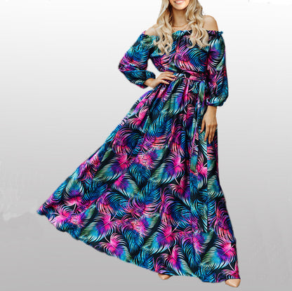 Damen Maxikleid mit off-shoulder Schnitt und floralem Design Stalluxe