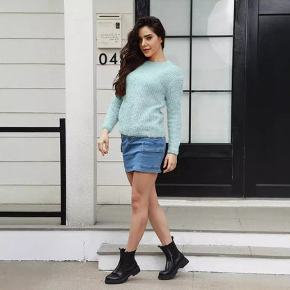 Damen luxuriöser Pullover mit weichem Strickmuster Stalluxe