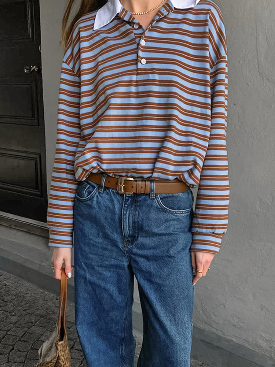 Damen Polo-Shirt mit gestreiftem Design Stalluxe