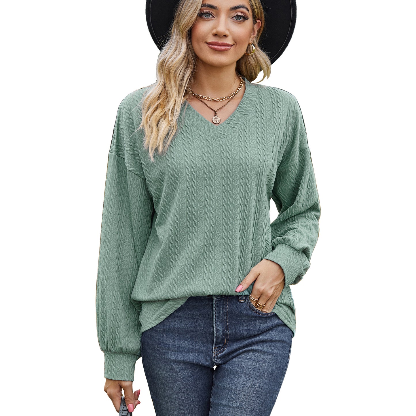 Damen Viskosepullover mit strukturiertem Kabelmuster und lässigem Schnitt Stalluxe