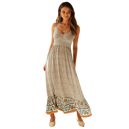 Damen Maxikleid mit floralen Mustern und verstellbaren Spaghettiträgern Stalluxe