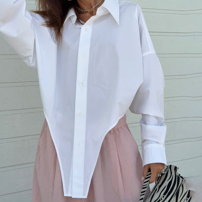 Damen Oversized Hemdbluse mit asymmetrischem Schnitt und modernen Details Stalluxe