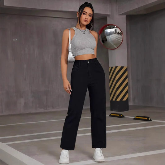 Damen Freizeithose im zurückhaltenden Vintage-Stil mit hohem Bund Stalluxe