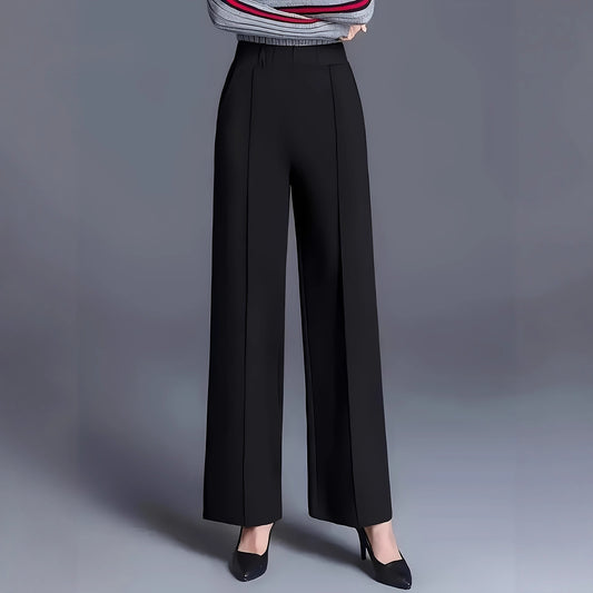 Damen elegante Hochbundhose mit Faltenwurf und dehnbarem Bund Stalluxe
