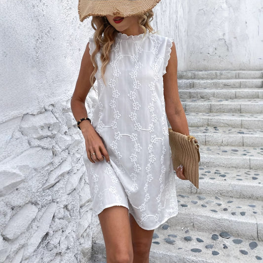 Damen trendiges Sommerkleid mit floralem Stickdesign Stalluxe