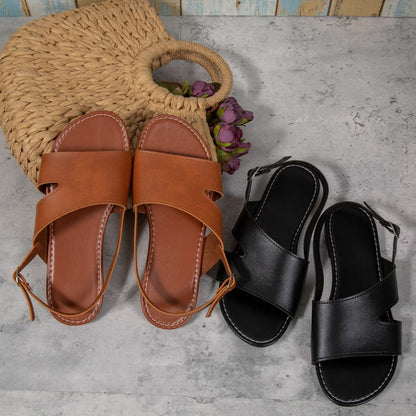Damen eleganten Riemensandalen mit offener Ferse und verstellbarem Riemen Stalluxe