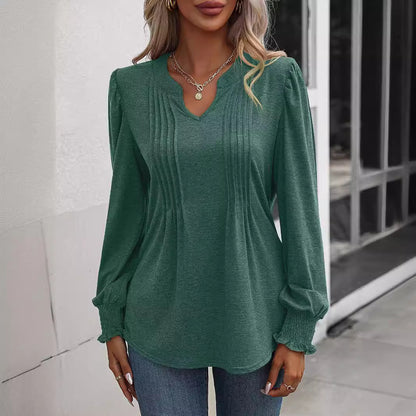 Damen Bluse mit texturiertem Design und elegantem V-Ausschnitt Stalluxe