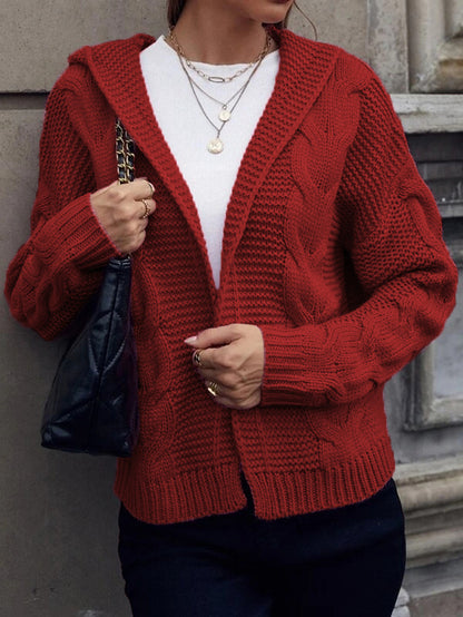 Damen Grobstrickjacke mit Kapuze und aufwendigem Zopfmuster Stalluxe