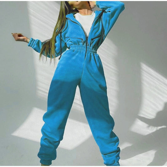 Damen Freizeit-Jumpsuit mit modernem Kapuzen-Design und praktischen Taschen Stalluxe