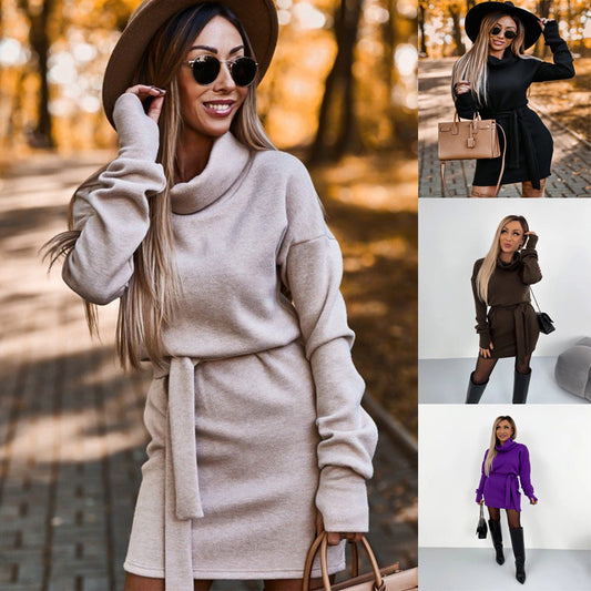 Women's Cozy Cowl Neck Mini Dress Stalluxe