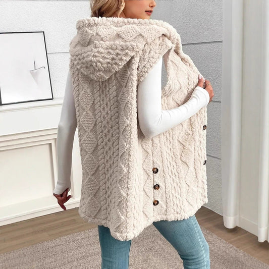 Damen Stylish gesteppte Weste mit Kapuze und Knopfverschluss Stalluxe
