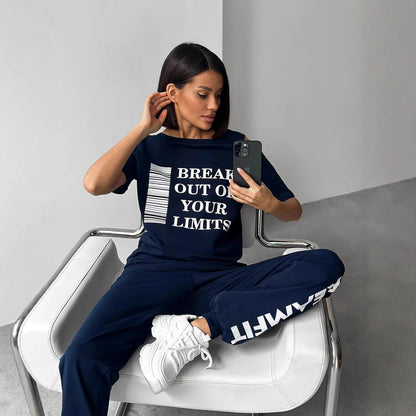 Damen modernes Sport-Set mit ausschnitt und grafischem Print Stalluxe