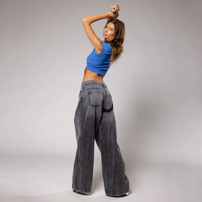 Damen Oversized Jeans mit hohem Bund und lässigem Schnitt Stalluxe