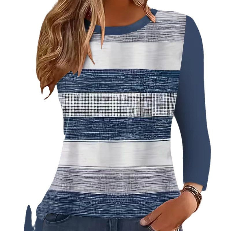 Damen Lässig gestreiftes Langarmshirt mit modischem Schnitt Stalluxe