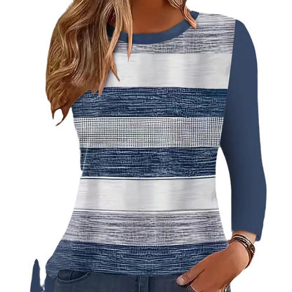 Damen Lässig gestreiftes Langarmshirt mit modischem Schnitt Stalluxe